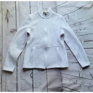 Spyder Stryke Crisp White Women's Major Cable Fleece Jacket Size M Zipper Pocket
